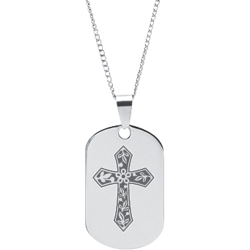 Stainless Steel Engraved Cross Pendant With Serenity Prayer