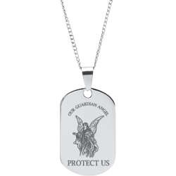 Stainless Steel Personalized Engraved Guardian Angel Pendant