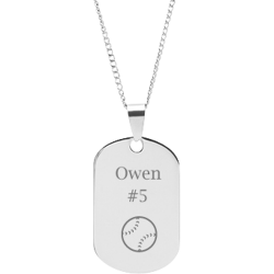 Stainless Steel Personalized Engraved Baseball Sports Pendant with Chain