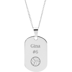 Stainless Steel Personalized Engraved Volleyball Sports Pendant with Chain