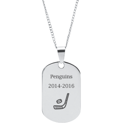 Stainless Steel Personalized Engraved Hockey Stick & Puck Sports Pendant with Chain
