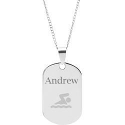 Stainless Steel Personalized Engraved Swim Pendant with Chain