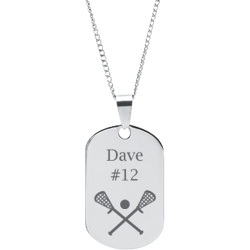 Stainless Steel Personalized Engraved Lacrosse Dog Tag Sports Pendant with Chain
