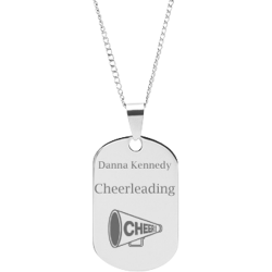 Stainless Steel Personalized Engraved Cheerleading Dog Tag Sports Pendant with Chain