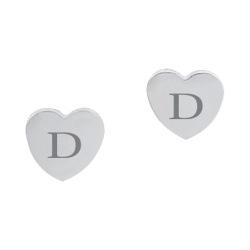 Stainless Steel Personalized Heart Pierced Earrings Engravable