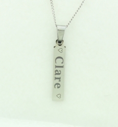 Personalized Engraved Vertical Name Bar Pendant
