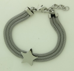 Stainless Steel 7.5" Star Multistrand Initial  Engraved Bracelet
