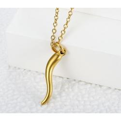 Goldtone Italian Horn Pendant on Chain